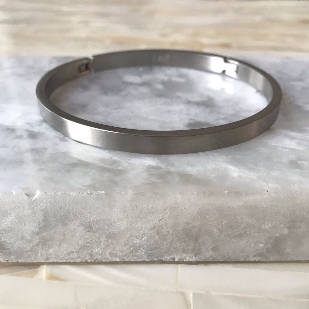 Silver Toned Stainless Steel Stacking Bracelet